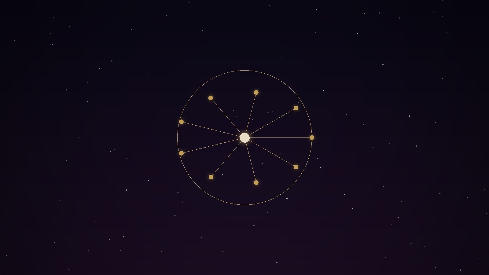 A golden circle of nodes representing a group seated in stillness