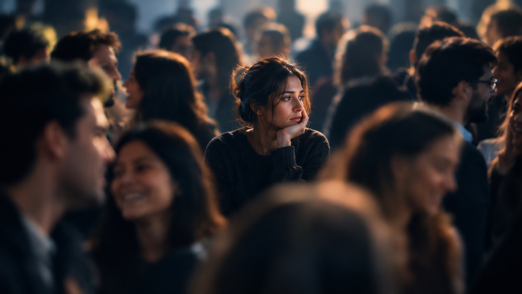 Person feeling disconnected in a crowd — the illusion of separation